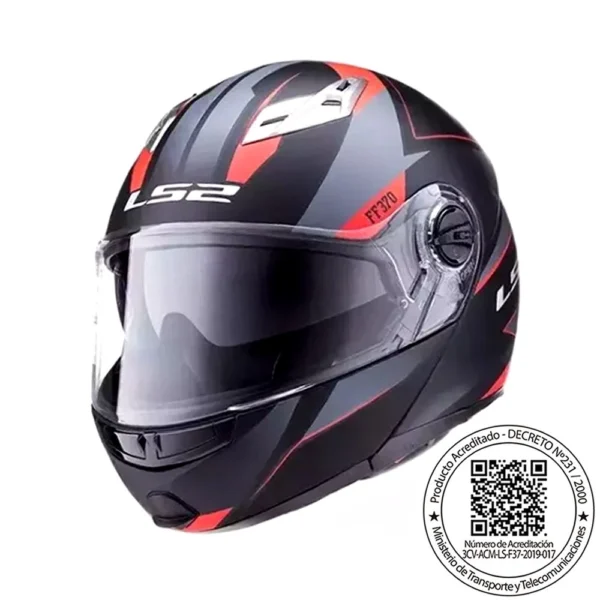 CASCO LS2 FF370 EASY STRIP NEGRO ROJO MATE