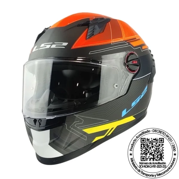 CASCO LS2 FF816 COSMOS DIGITAL NEGRO NARANJA MATE
