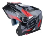 CASCO MULTIPROPOSITO ABATIBLE SHAFT 3700DV PEAK TURN MATTE BLACK SILVER RED - Imagen 2