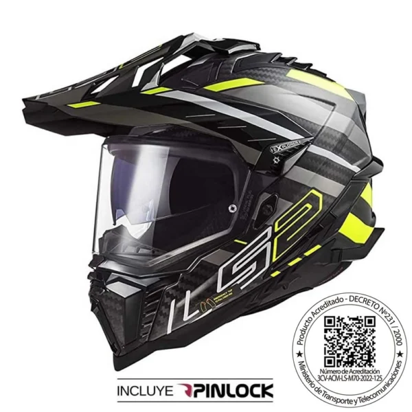 CASCO MULTIPROPOSITO LS2 MX701 EXPLORER CARBONO EDGE BLACK YELLOW TITANIO