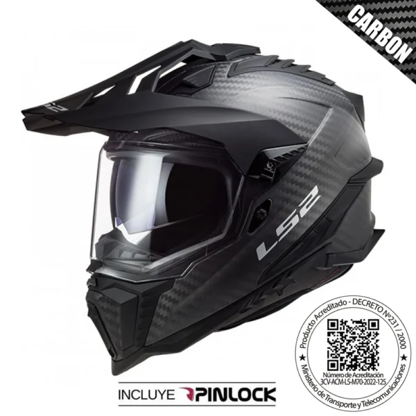 CASCO MULTIPROPOSITO LS2 MX 701 EXPLORER CARBONO BLACK MATTE