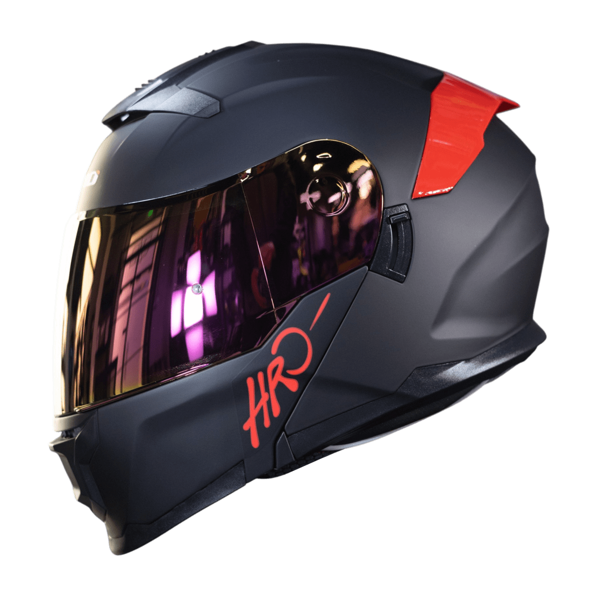 CASCO ABATIBLE HRO 3440DV SOLID BLACK RED MATTE