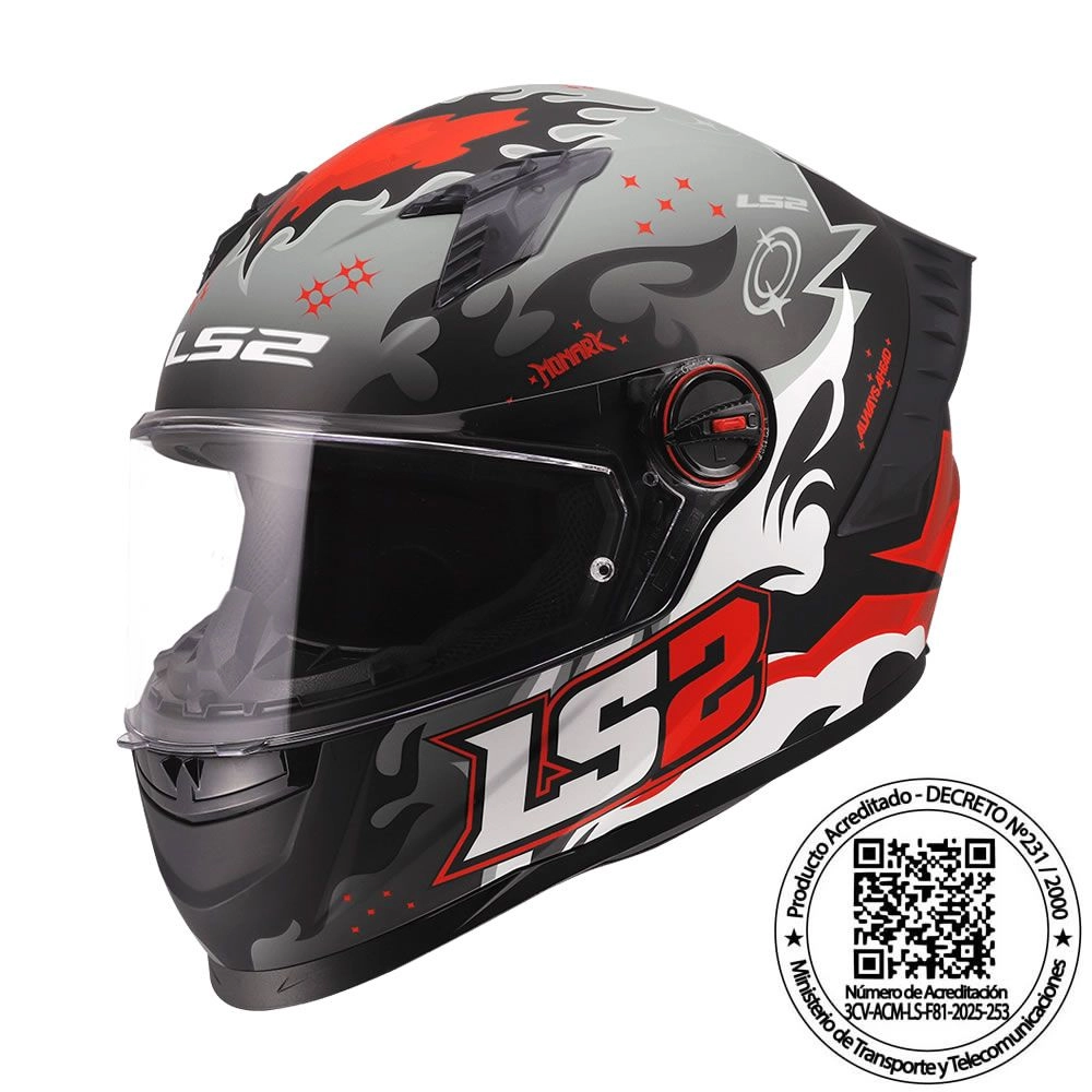 LS2 CASCO INTEGRAL LS2 FF816 COSMOS MONARK BLACK RED MATTE - Imagen 1