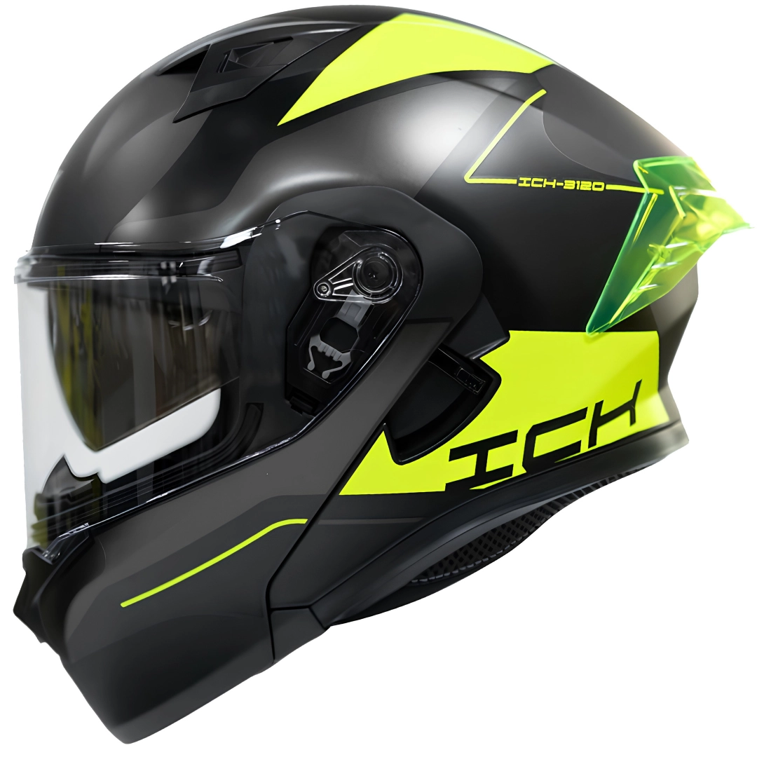 CASCO ABATIBLE ICH 3120 MIXTER BLACK YELLOW MATTE