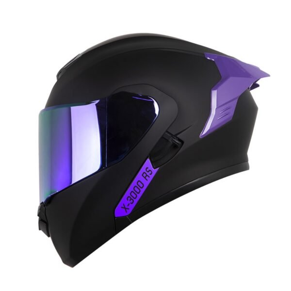 CASCO ABATIBLE X-ONE 3000RS SOLID BLACK-PURPLE SUN VISOR